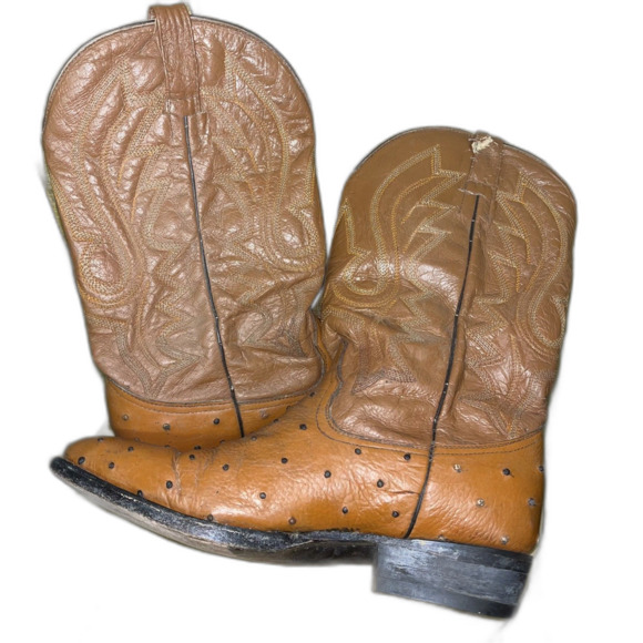 Ostrich Skin Western Cowboy Boots Mex Vaquero Roper Almond Toe Men\'s 11 main image 5